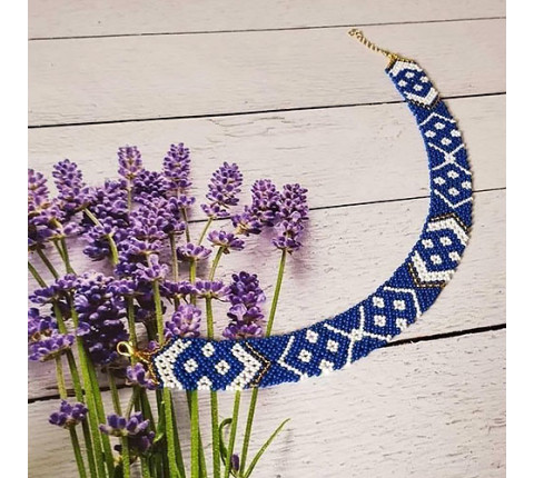 Beaded necklace by Lesya Ukrainka (blue)