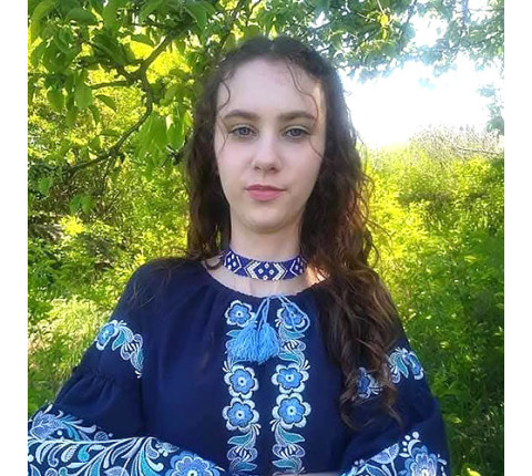Beaded necklace by Lesya Ukrainka (blue)