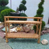 Wicker shoe rack with 2 shelves