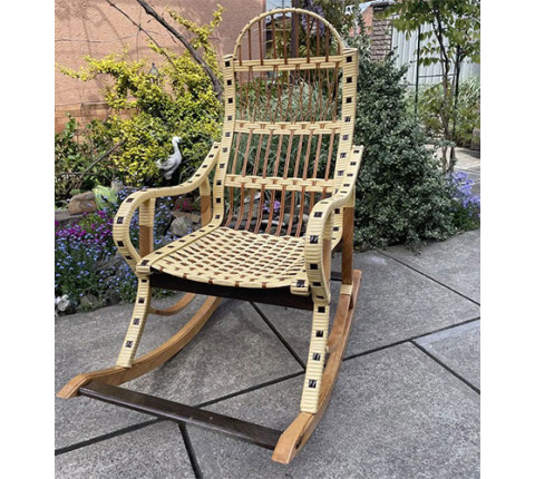 Rattan rocking chair beige detachable