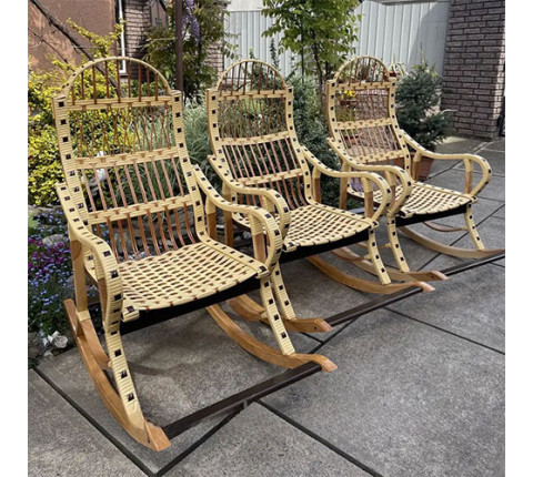 Rattan rocking chair beige detachable