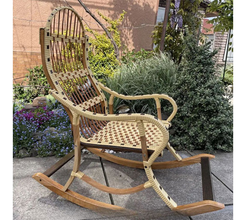 Rattan rocking chair beige detachable