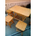 "Kitchen" set with dark stools.