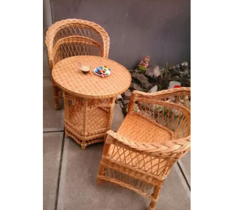 2 "Regular" chairs with a low back №1 and a round table