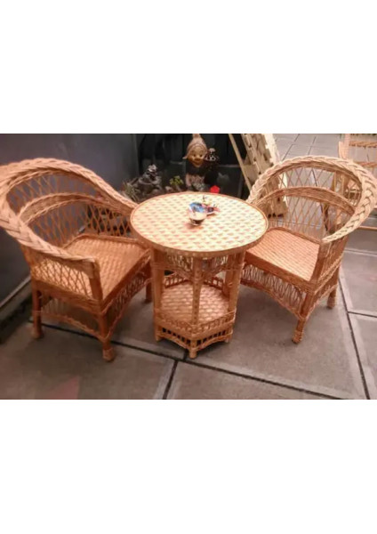 2 "Regular" chairs with a low back №1 and a round table