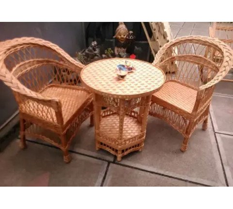 2 "Regular" chairs with a low back №1 and a round table