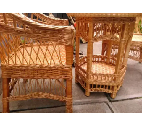 2 "Regular" chairs with a low back №1 and a round table