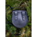 Leather set with personalized overlay.