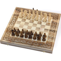 Wooden Chess + Backgammon, 50x50 cm - 2. Bead inlay