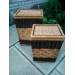 Square dark boxes with white center