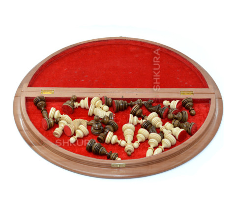 Дерев'яні, круглі Шахи + Шашки, 50 x 50 см. Інкрустація бісером