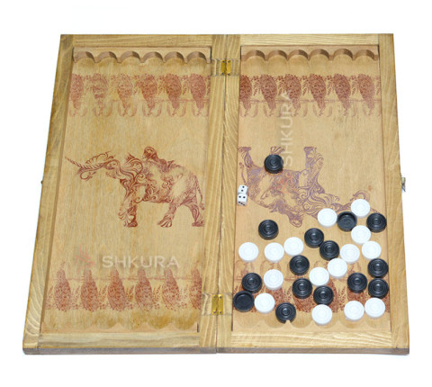 Backgammon, checkers "Indian Elephant"