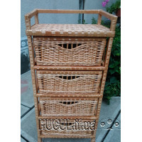 Chest of drawers with 4 wicker drawers