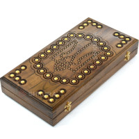 Handmade backgammon "Coat of Arms of Ukraine", copper, 40 cm