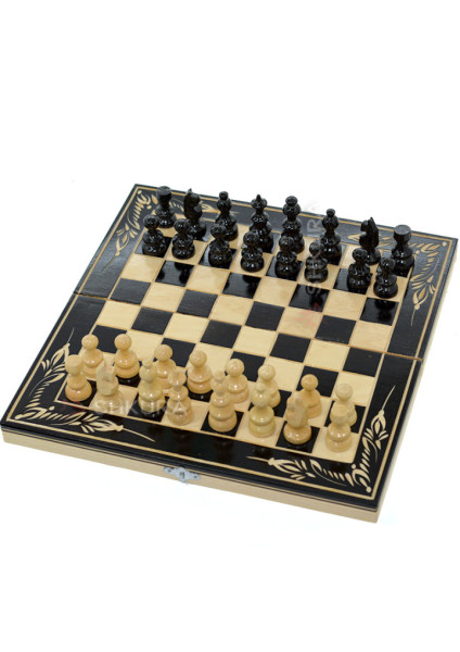 Різьблений набір 3в1, Шахи, Нарди, Шашки, 32x32 см