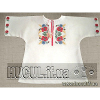 Red poppy embroidered shirt