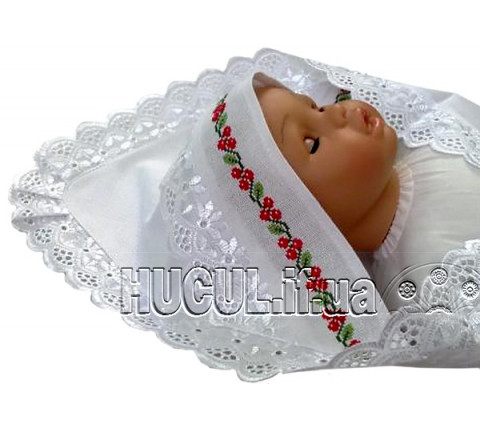 Christening shawl "Oh, in the meadow, the red viburnum"