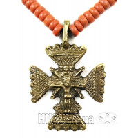 The chest decoration "Zgharda 012" is an exquisite Hutsul amulet made of brass.