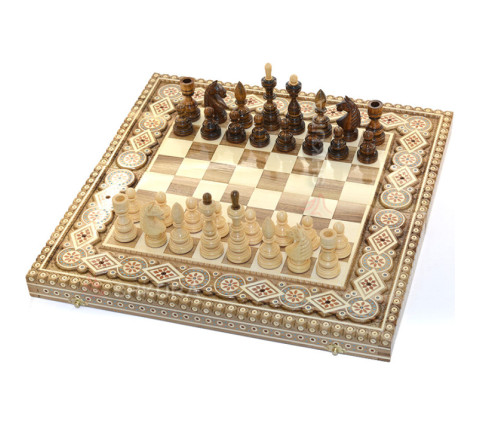 Chess + Backgammon + Checkers "Premium", 50x50 cm. Beads