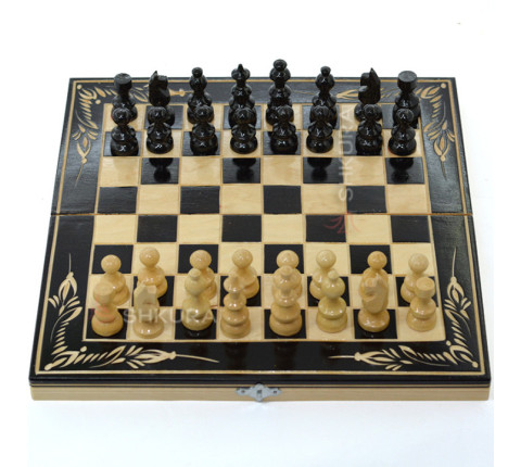 Різьблений набір 3в1, Шахи, Нарди, Шашки, 32x32 см