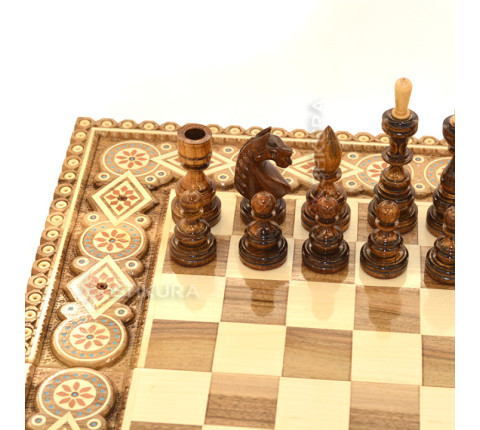 Chess + Backgammon + Checkers "Premium", 50x50 cm. Beads