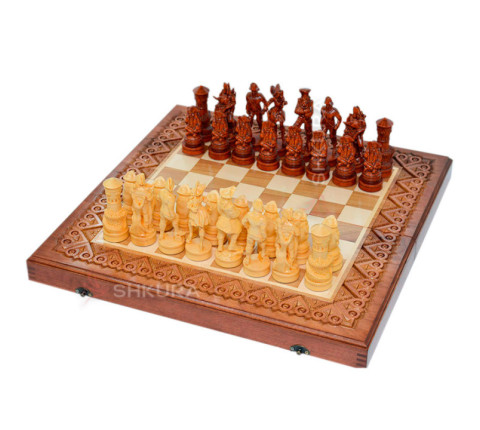 Carved chess 3 in 1 "Pirates of the Caribbean" 50x50 cm. Copper