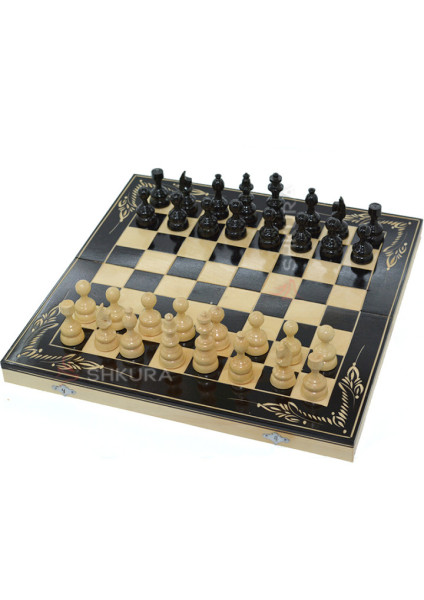 Різьблений набір 3в1, Шахи, Нарди, Шашки, 44x44 см