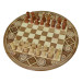Wooden, round Chess, 40 x 40 cm. Bead inlay