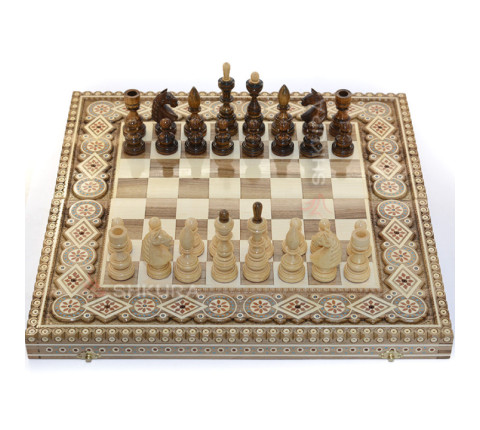 Chess + Backgammon + Checkers "Premium", 50x50 cm. Beads