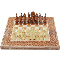 Wooden chess 3 in 1 "Game of Thrones". 55x55 cm. Light.