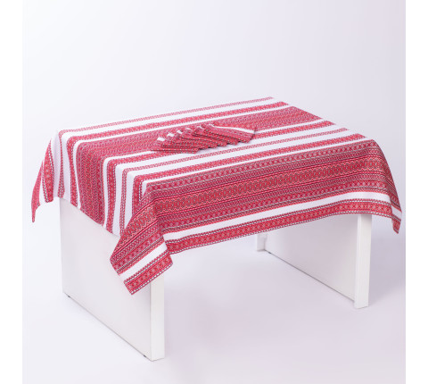 Table set Ornament red (tablecloth + 6 napkins)