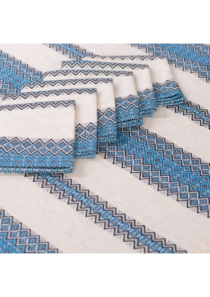 Table set Promin blue (tablecloth + 6 napkins)