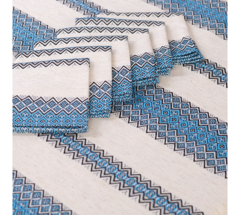 Table set Promin blue (tablecloth + 6 napkins)