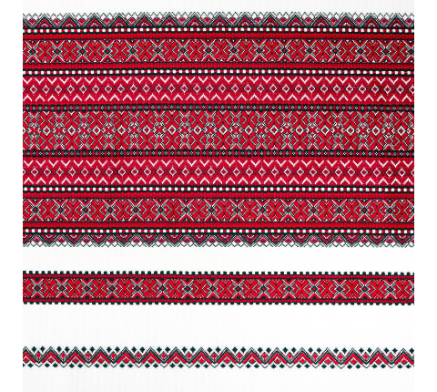 Towel fabric with red ornament Evening TDK-117 7/1, per meter.