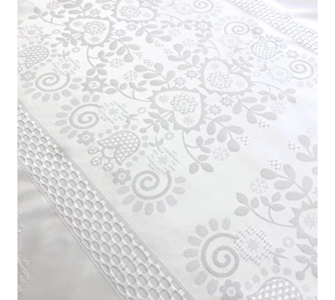 Jacquard fabric for tablecloths white Zhukravlina TDK-ZH-196 1/1, per meter.