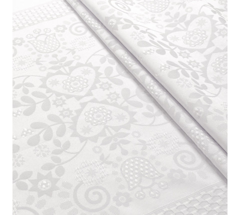 Jacquard fabric for tablecloths white Zhukravlina TDK-ZH-196 1/1, per meter.