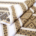 Ethno-jacquard fabric for tablecloths Red Ruta-2 TDK-J-212 1/4 beige ornament, running meter.