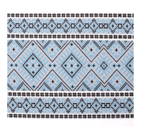 Ethno-jacquard fabric for tablecloths Red Ruta-2 TDK-J-212 1/2 blue ornament, linear meter.