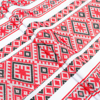 Ethno-jacquard fabric for tablecloths White Tisa TDK-J-218 1/1 running meter.
