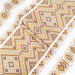 Ethno-jacquard fabric for tablecloths Smerika TDK-J-217 1/4 beige-brown pattern, per meter.