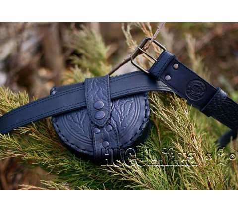 Leather set with personalized overlay.