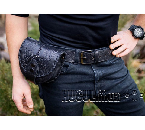 Leather set with personalized overlay.