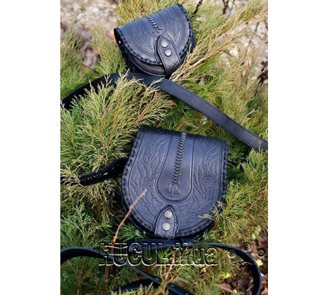 Leather set with personalized overlay.