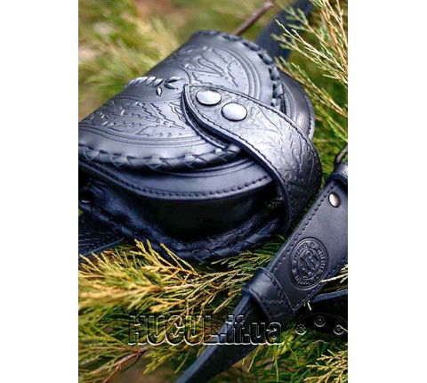 Leather set with personalized overlay.