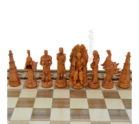 Carved chess 3 in 1 "Game of Thrones". 50x50 cm. Mosaic