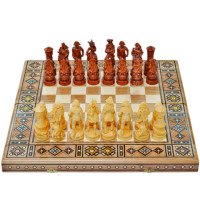 Carved chess 3 in 1 "Pirates of the Caribbean" 50x50 cm. Mosaic