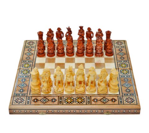 Carved chess 3 in 1 "Pirates of the Caribbean" 50x50 cm. Mosaic