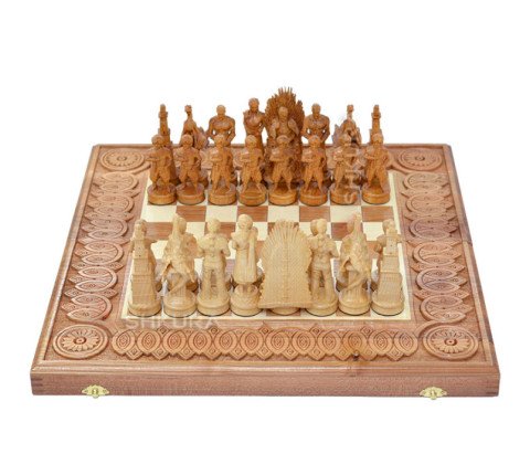 Wooden Chess + Backgammon "Game of Thrones", 50x50 cm. Carved