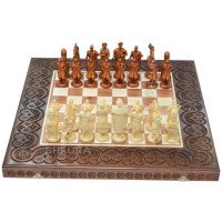 Wooden chess 3 in 1 "Cossacks". 55x55 cm. Dark