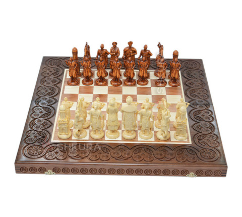 Wooden chess 3 in 1 "Cossacks". 55x55 cm. Dark